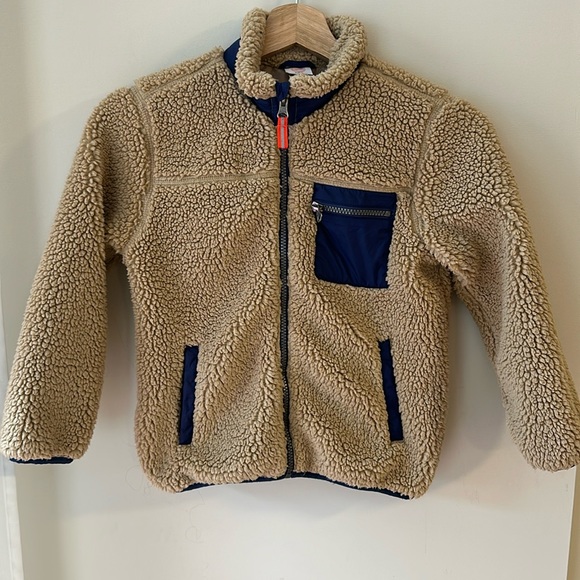 Wonder Nation Boys Tan Sherpa Zip Up Jacket Size Small 6-7 - Picture 1 of 10